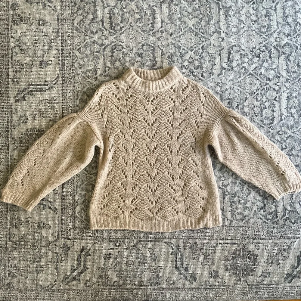 Kate Spade Pointelle Stitch Puff Sleeve Alpaca Blend Sweater